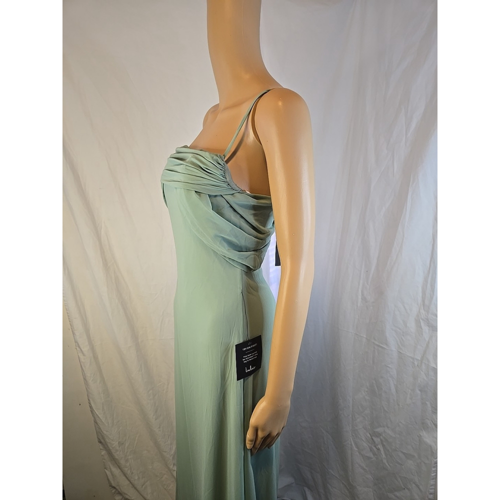 Lulus Jelena XS Pleated Bodice Maxi Dress Sage A Line Wedding Guest Formal - Picture 8 of 10